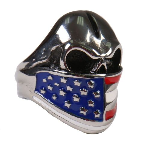 Hot leathers jwr2128 men's flag bandana skull ring