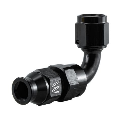 -6an 5/16" tube to female 90 degree adapter w/ brass ferrule black compression