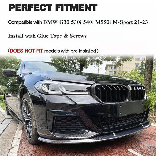 Fits BMW G30 530i 540i M550i M-Sport 21-23 CARBON FIBER Front Bumper Lip Spoiler, US $600.00, image 8