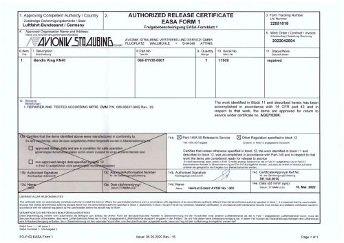 Bendix/King KN 40 - P/N 066-01130-0801 - SV - EASA/FAA Dual, US $1,620.00, image 2