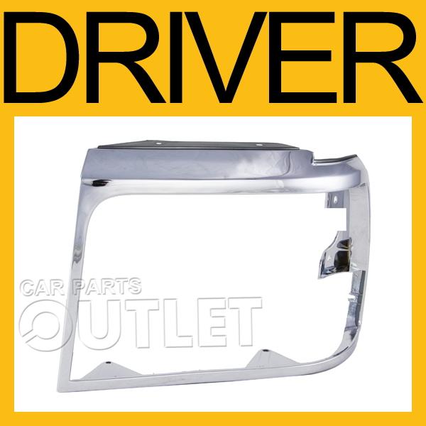 92-96 ford bronco headlamp door trim fo2512130 left chrome argent bezel f150 lh