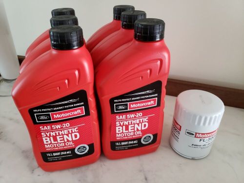 6 Motorcraft Motor Oil SAE 5W20 Syn Blend + FORD ENGINE OIL FILTER, US $97.95, image 5