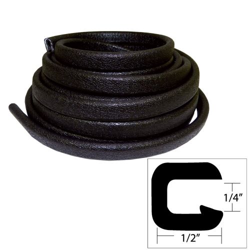 Taco marine flex trim 25' - black pvc trim with aluminum clip - 1/4" x 1/2"
