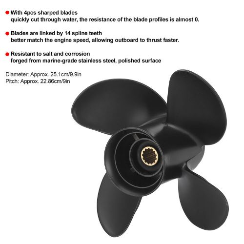 10.3x13in RH Propeller Aluminum Alloy 4pcs Blades Fit For 4 Stroke 25HP Outboard, US $87.48, image 7
