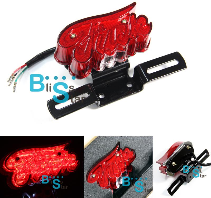 Universal led tail brake light license plate holder rear fit harley chopper