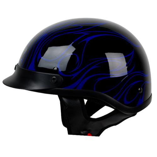 M l xl xxl ~ pgr b08 convict black blue motorcycle dot half helmet harley style