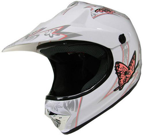 Youth motocross motorcross dirt bike mx off-road helmet pink white butterfly ~m