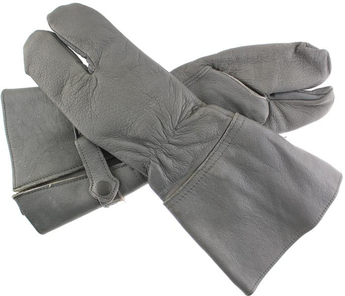 German military cycle leather gloves 2 - finger germany large lg l gauntlet