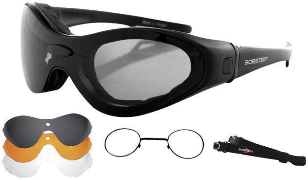 Bobster spektrax convertible goggle/sunglass black/smoke clear and amber lens