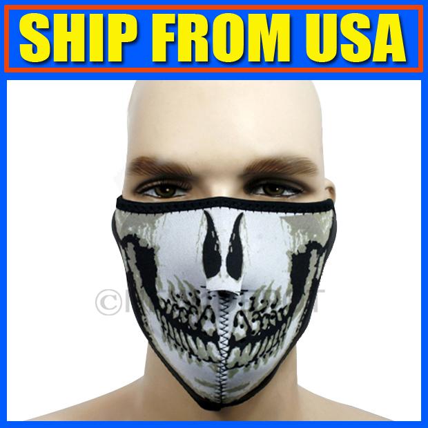 Us motorcycle bike sport snowboard skull man style warmer half face mask new x1