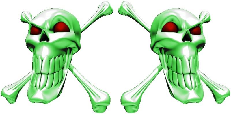 Smiley green skulls decals stickers motorcycle bike auto car truck suv