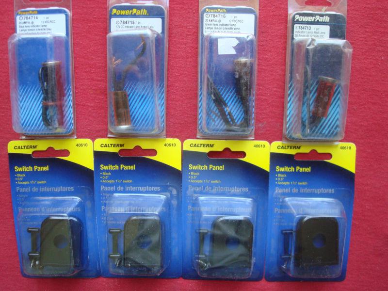 4-12v 20a dash pilot indicator light switch mounting panel blue amber green red