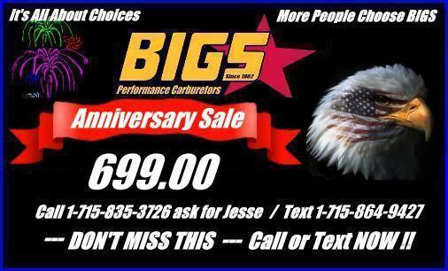 Bigs 650 stage 5 hp double pumper holley carburetor special offer this auction! 