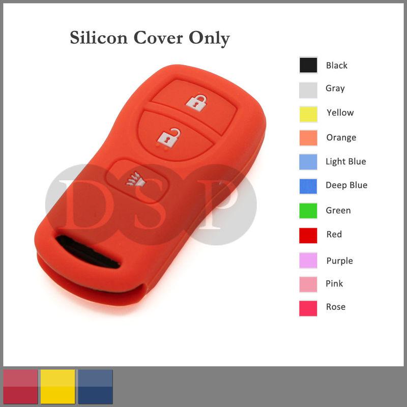 Silicone skin jacket cover holder for nissan remote key case shell 3 button or