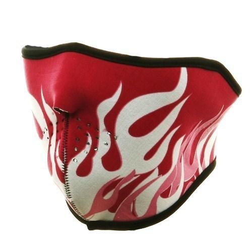 2 in 1 reversible motorcycle biker, skiing neoprene half face mask - pink flame