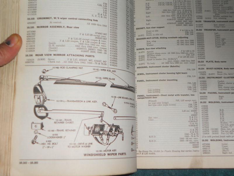 Find 19371946 OLDSMOBILE BODY & CHASSIS MASTER PARTS CATALOG 1938 1939