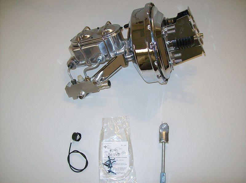 9 inch chrome brake booster - master cylinder - prop kit - 55-64 gm - disc/ disc