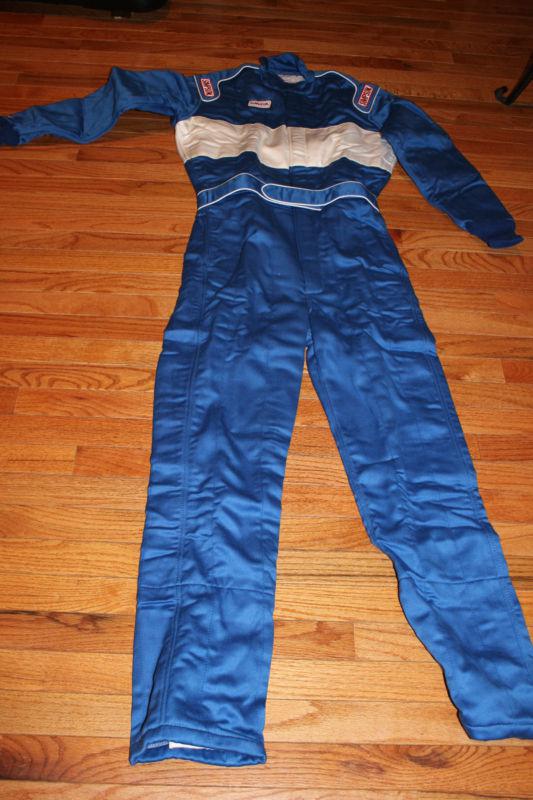 New simpson blue sateen racing suit size medium - dirt track, sprint, arca