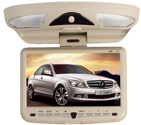 Car tan 9" flip down overhead roof mounted monitor dvd player cd/fm/ir/ lcd scre