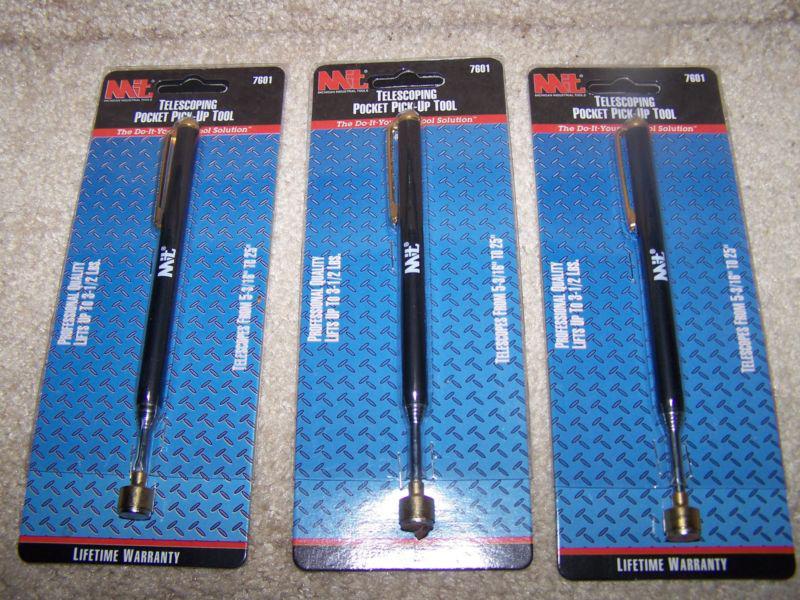 Telescoping magnetic pocket pick up tool lot of 3 new in package no reserve