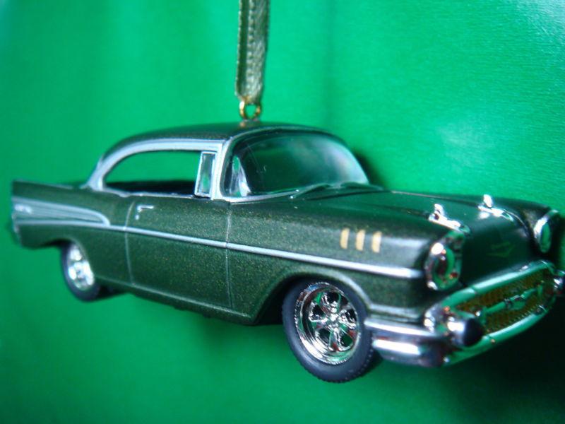 1957 '57 chevrolet chevy bel air army green christmas tree ornament