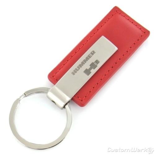 Hummer h3 red leather rectangular key chain