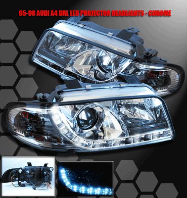 96 97 98 99 audi a4 s4 b5 daytime r8 drl led 1pc projector headlights lamp clear