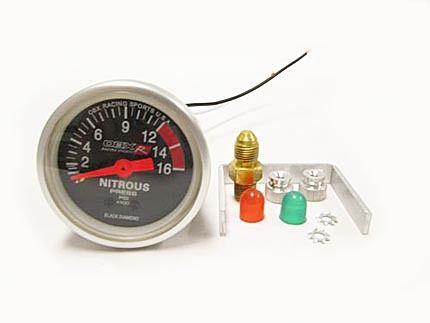 52mm obx nitrous pressure gauge black face flat face