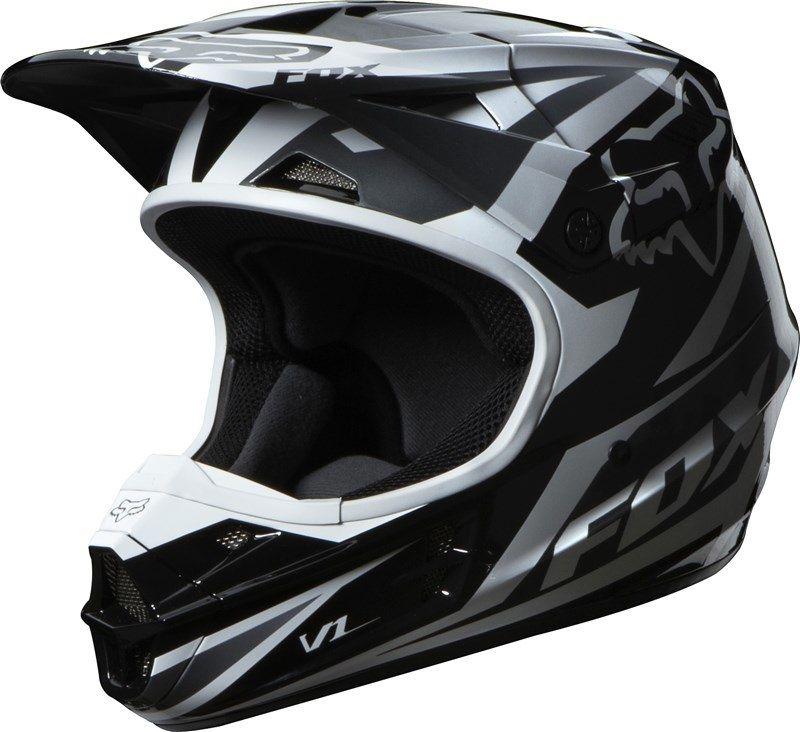 Fox racing 2014 v1 race motocross dirt bike adult helmet black  size medium