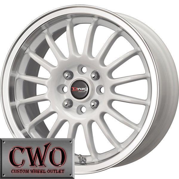 15 white drag dr-41 wheels rims 4x100 4 lug civic mini miata cobalt xb integra