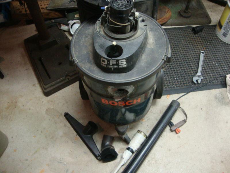 Shop vacume bosch #1702 for parts motor and tools barrell rotted 2 ring filtersx