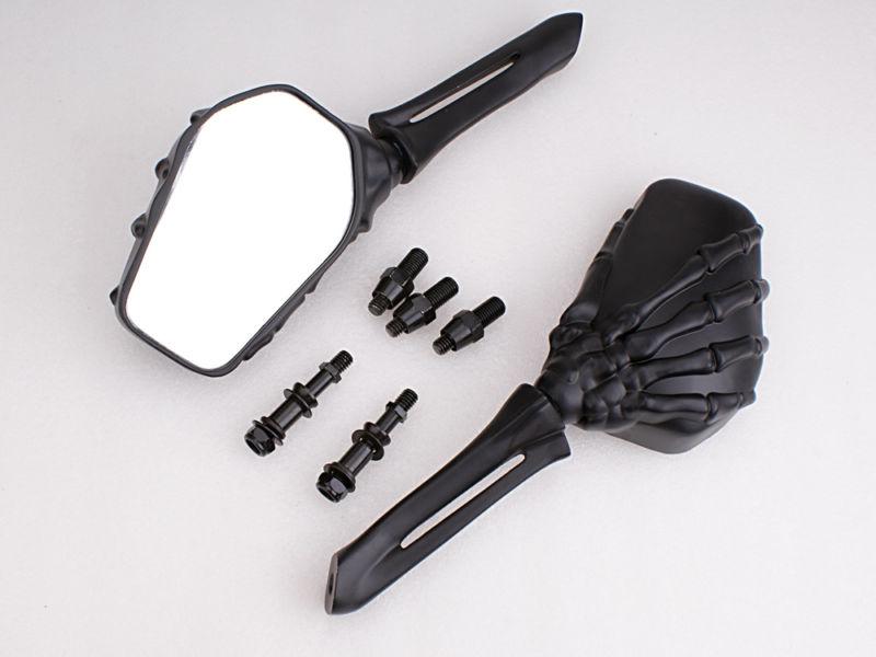 Black skull hand skeleton mirrors for harley softail dyna sportster xl road king