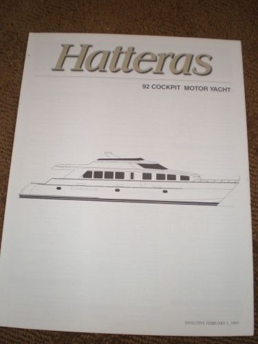 1997 hatteras 92 cockpit motor yacht marketing / specifications brochure