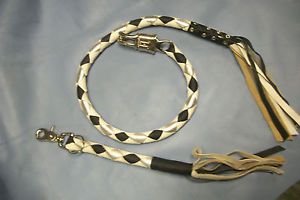 Biker whip getback motorcycle black,silver &amp; white leather special request