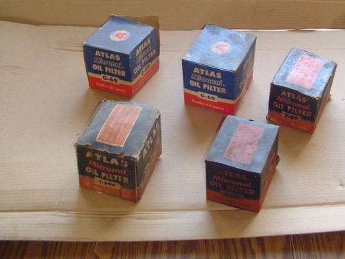 Lot of 5 vintage era atlas oil filters g69 g60 t80p c21 t89 ford truc nos unused