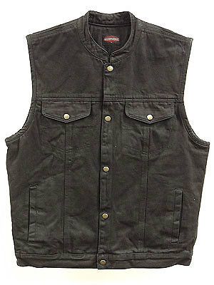 Men's band collar denim vest - new