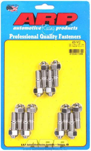 Arp header studs hex nuts stainless steel polished 3/8&#034;-16 sbc set of 12