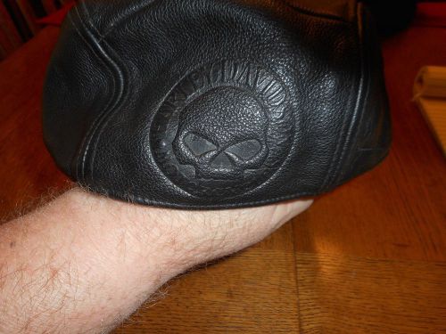 Men's vintage harley-davidson willie g. black leather nostalgic newsboy ivy cap