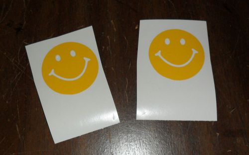 Vinyl decal sticker (qty 2) yellow smiley face -car truck rv- 1 3/4" diameter