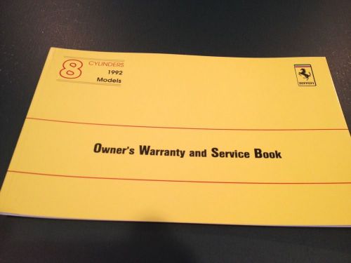 Ferrari 348, mondial t, 1992 owners warranty and service book nos