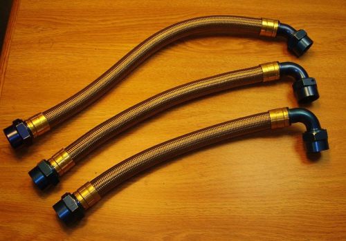 (3) bmrs an -12 braided steel hoses 14.5", 16.5", &amp; 18.5" nascar late model ump