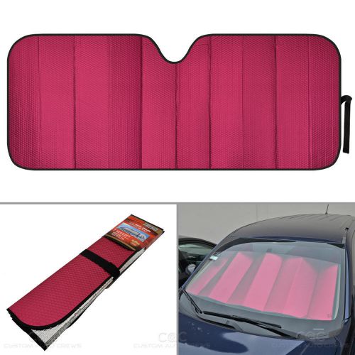 Foldable jumbo car window cover sun shade auto visor - red foil relfective