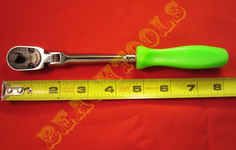 New snap on 1/4" rare green hard handle ratchet sealed flex head thlfd72