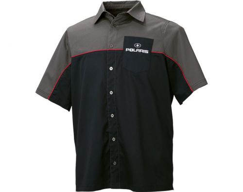 Oem polaris pit shirt mens large snowmobile short sleeve black grey red-new