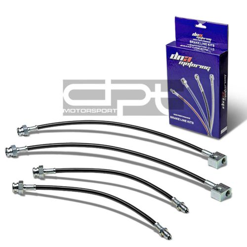 For civic em1 replacement front/rear stainless hose black pvc coated brake lines