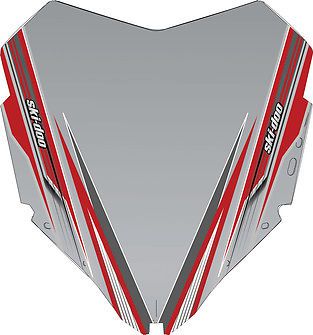 Ski-doo new oem high windshield smoke tint w/ red graphics 15" windscreen rev-xp