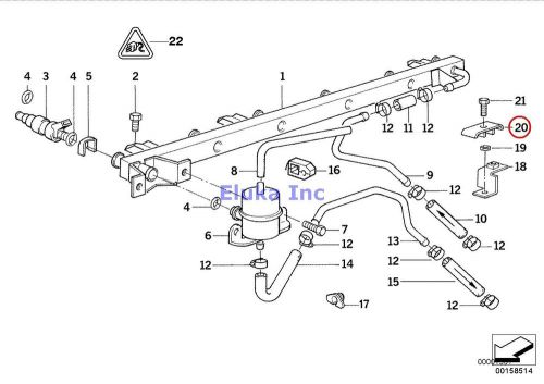 Bmw genuine oil cooling fuel injection intake manifold fuel pipe bracket e30 e32