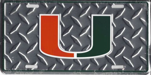 U of miami hurricanes diamond plate license plate