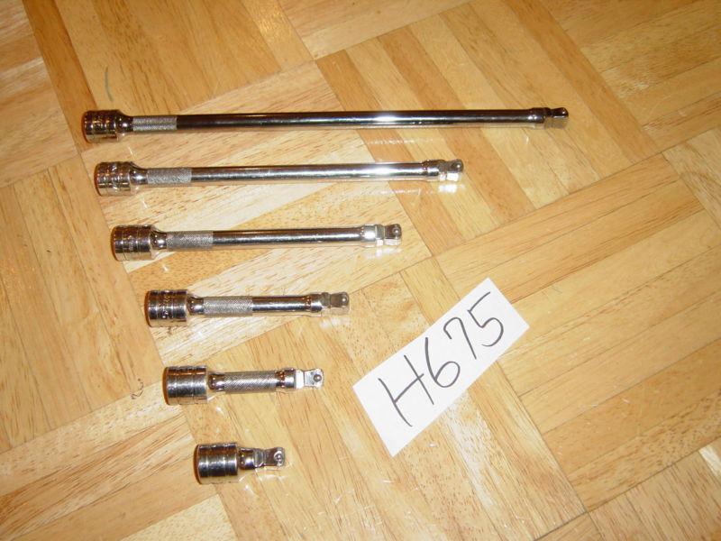 Snap on tools 6 piece 3/8 drive knurled wobble plus extension set 206afxwp