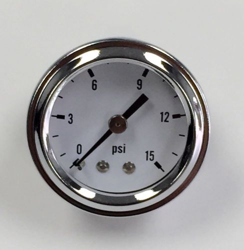 Gauge fuel pressure gas chrome white face 1/8&#034; npt 1-15 psi chevy ford dodge